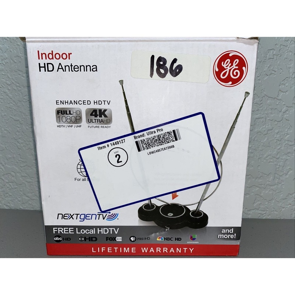 Indoor HD Antenna Jasco Free Local HDTV 1080p 4K Classic Rabbit Ears Style NEW